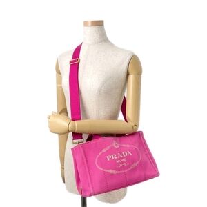 Prada Pink Canvas Crossbody Shoulder Bag